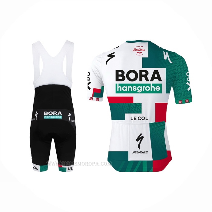 2022 Ropa Ciclismo Bora-Hansgrone Verde Blanco Mangas Corta y Culotte Corto